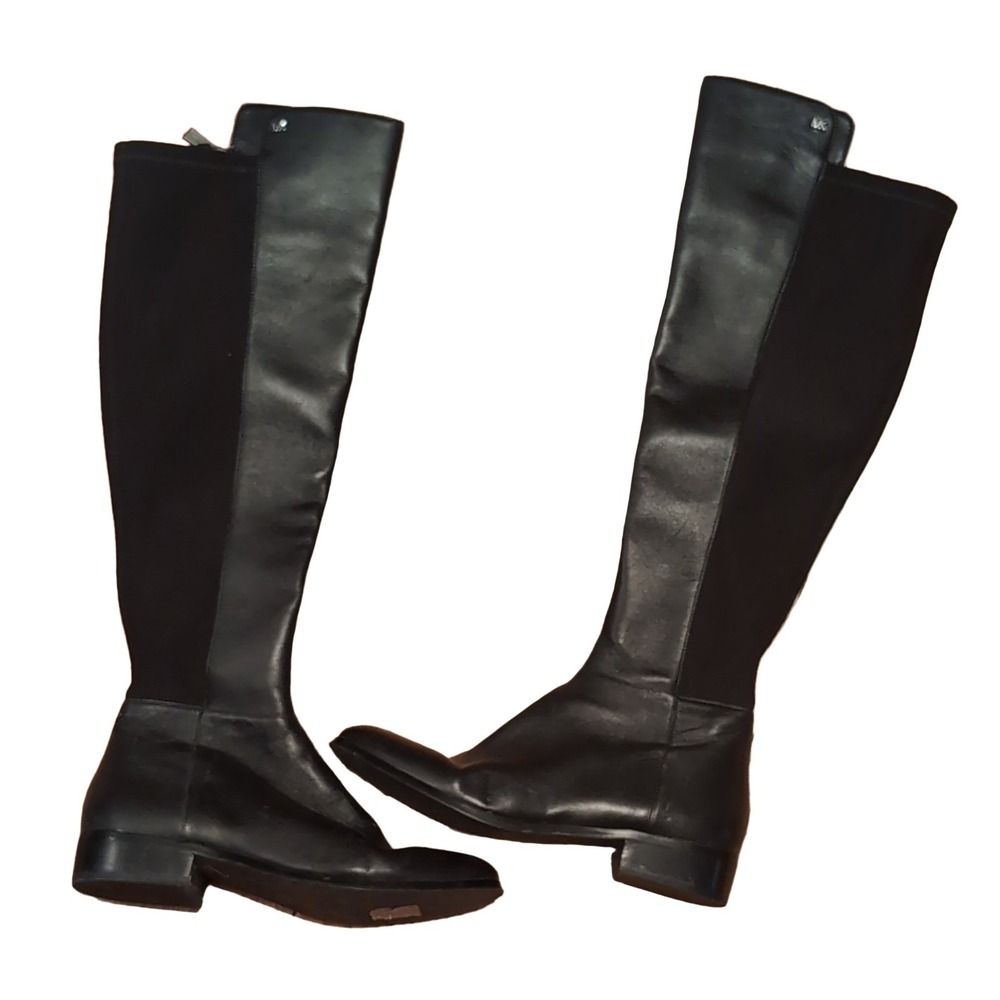 Michael Kors Bromley Over The Knee Riding Boots Black Women's 7.5M Leather Zip